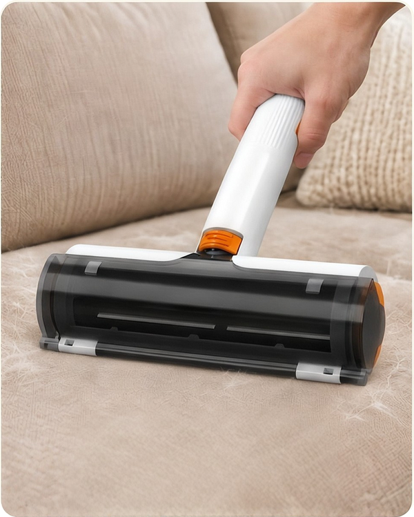 Furryless FurLift Glove lifting pet hair off carpet
